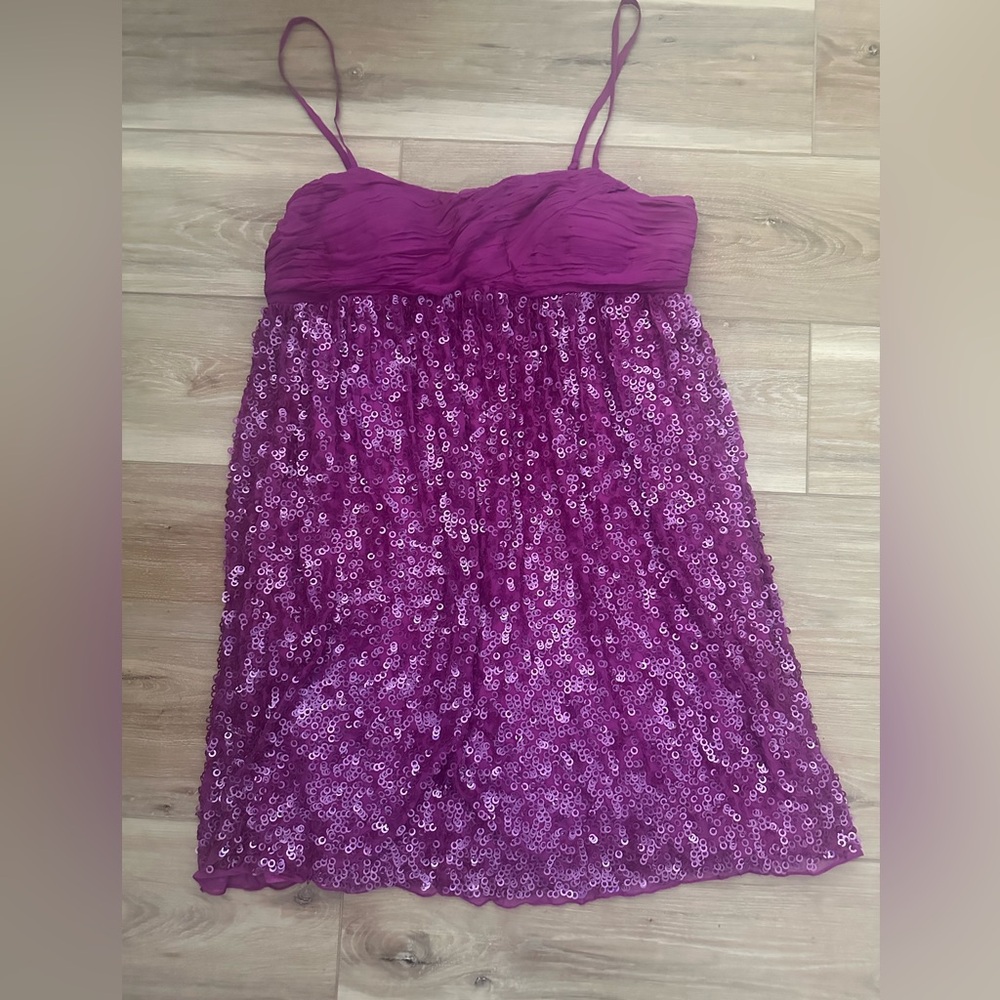 Adrienne Papell Silk Sequin Babydoll Dress 14 NWT